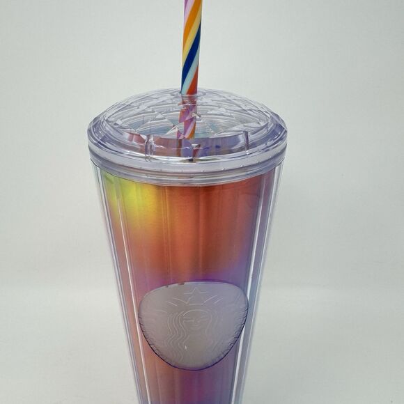 Starbucks 2021 Rainbow Pride Kaleidoscope 24oz tumbler Iridescent Holographic - Picture 2 of 5
